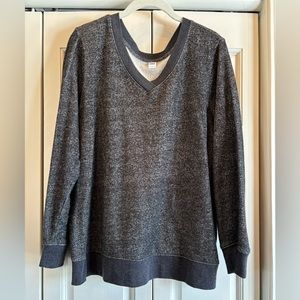 Large blue v neck Old Navy french terry sweatshirt with waistband, L